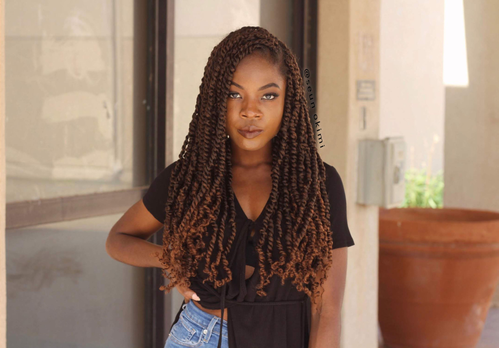 brown passion twists hairstyle