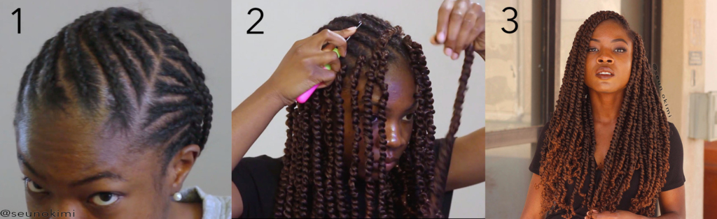 how to put in pre looped passion twist crochet braids hair tutorial